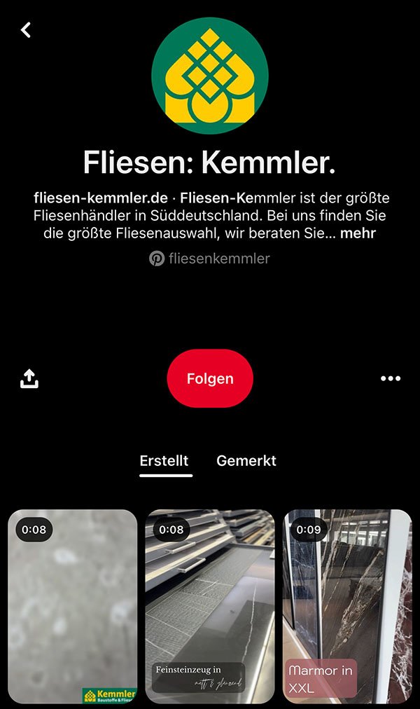 Fliesen-Kemmler Pinterest Account Screenshot cropped 2 